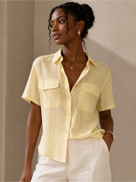 Modern Essentials Other - Modern Essentials Textured Button-Up Shirt Size S Oversized Fit